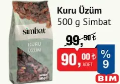 SİMBAT KURU ÜZÜM 500 G fiyat ve kampanya bilgisi